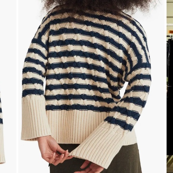 NWT Madewell Yasmin Stripe Lattice
Stitch Sweater
Sz Small Regular, ECRU STRIPE - Picture 3 of 5
